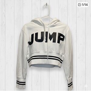 Jump Women’s White and Black Graphic Crop Hoodie SZ S